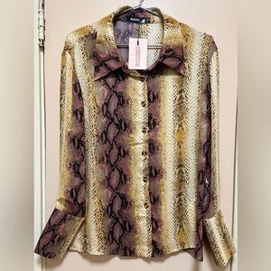Missguided Multicolor Snake Print Blouse